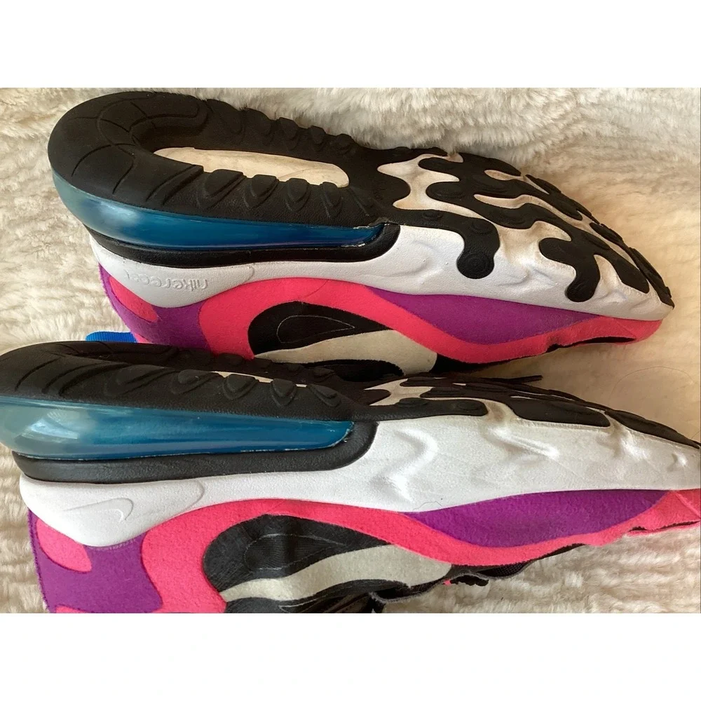 Nike Air Max 270 React Tennis Shoes Size 7 Youth GS Black White Pink Sneakers